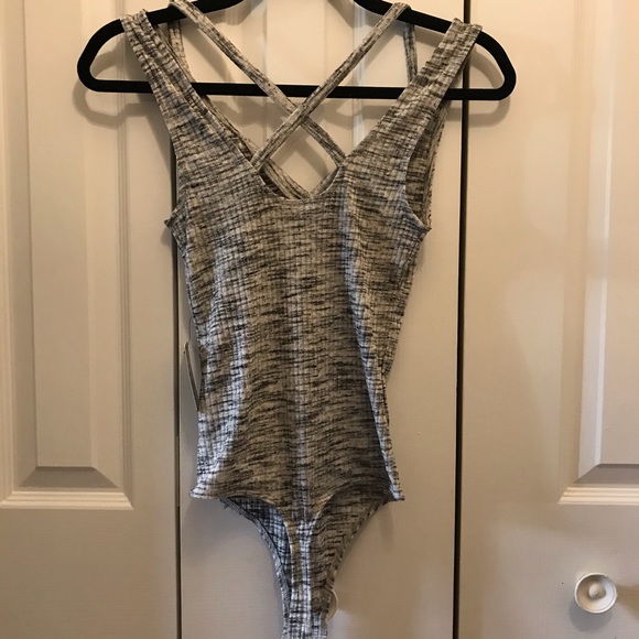 NEW with tags! Heathered V-Neck Thong Bodysuit - Picture 3 of 5